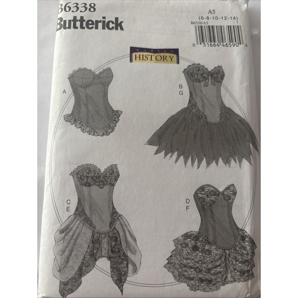 Butterick B6338 Womens Corset Costume Sewing Pattern Sizes 6-14 Making History